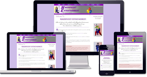 Customised responsive website being developed for Magnificent Entertainment
