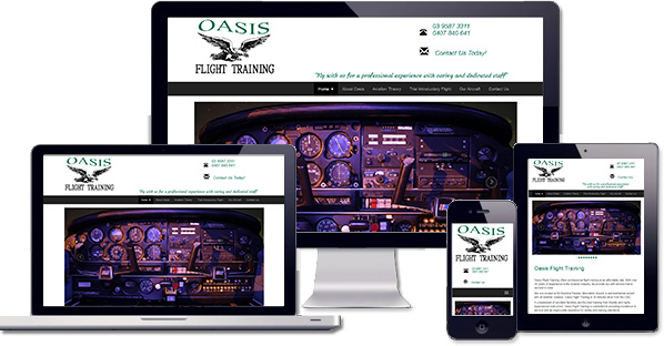Customised responsive WordPress website created for Oasis FLight Training